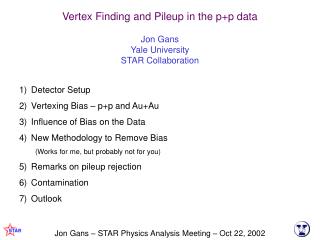 Vertex Finding and Pileup in the p+p data