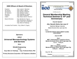 invites you to General Membership Meeting, Technical Seminar &amp; 10 th year Anniversary