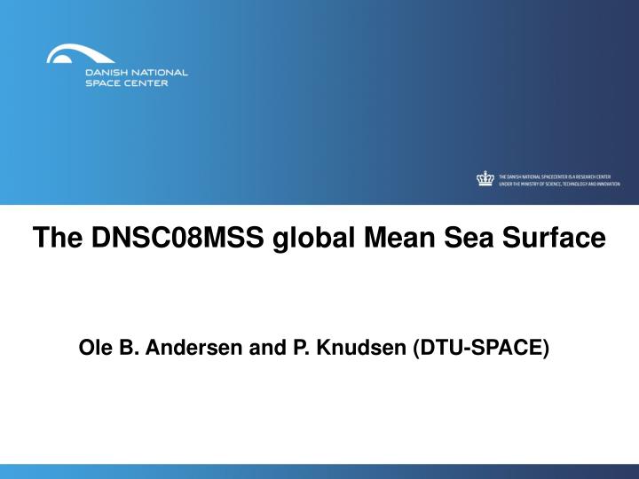 the dnsc08mss global mean sea surface