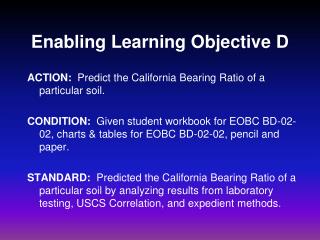 Enabling Learning Objective D