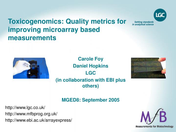 toxicogenomics quality metrics for improving microarray based measurements