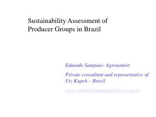 Sustainability Assessment of Producer Groups in Brazil