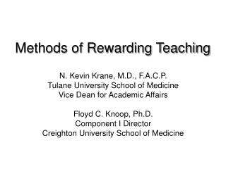 Methods of Rewarding Teaching