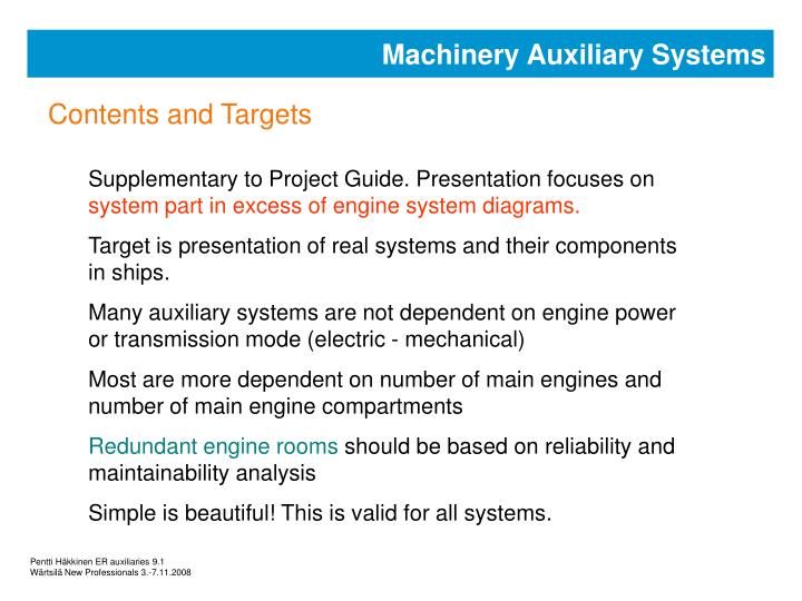 machinery auxiliary systems