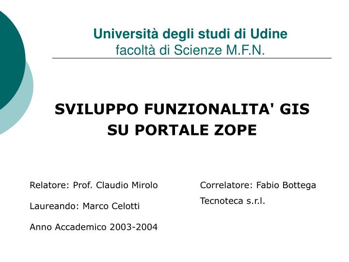 universit degli studi di udine facolt di scienze m f n