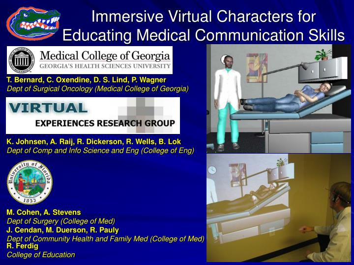 immersive virtual characters for educating medical communication skills