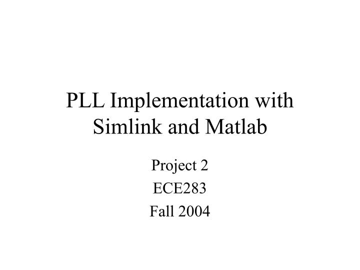 pll implementation with simlink and matlab