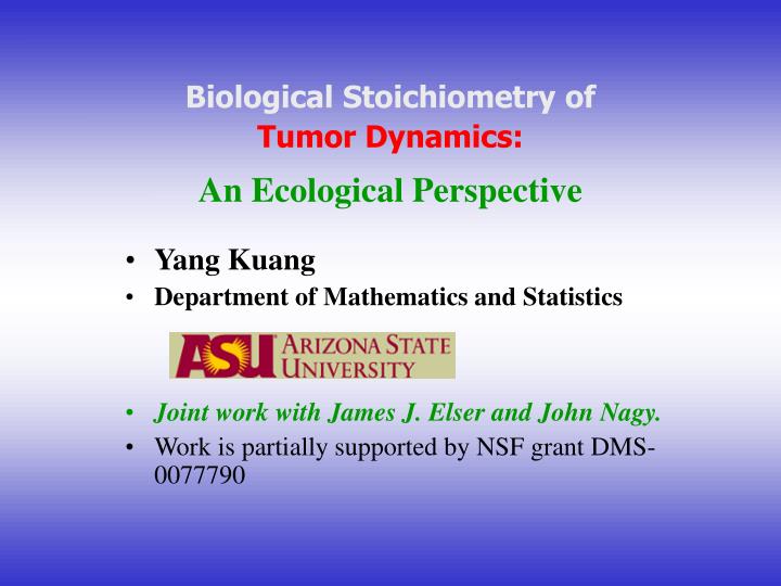 biological stoichiometry of tumor dynamics an ecological perspective