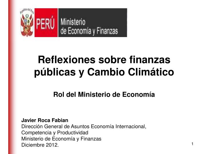 reflexiones sobre finanzas p blicas y cambio clim tico rol del ministerio de econom a