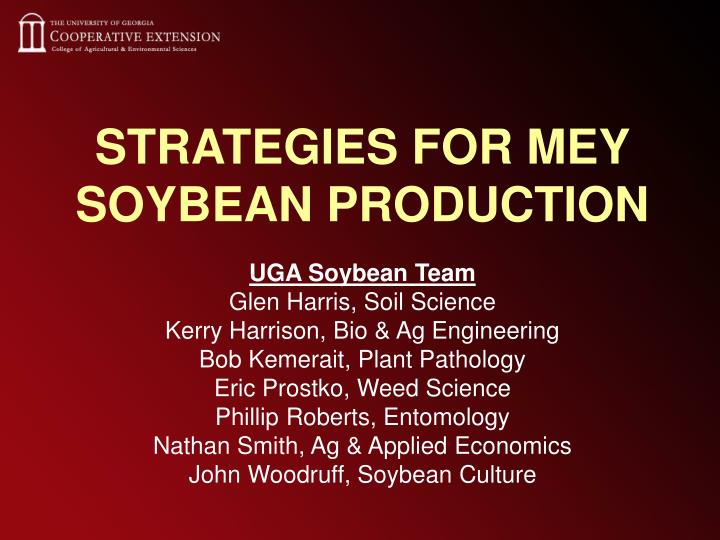 strategies for mey soybean production