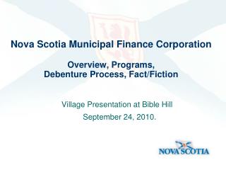 Nova Scotia Municipal Finance Corporation Overview, Programs, Debenture Process, Fact/Fiction
