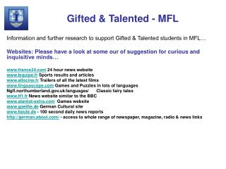 Gifted &amp; Talented - MFL
