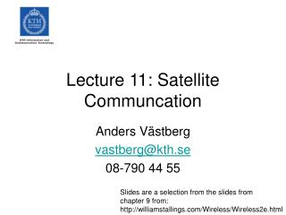 Lecture 11: Satellite Communcation