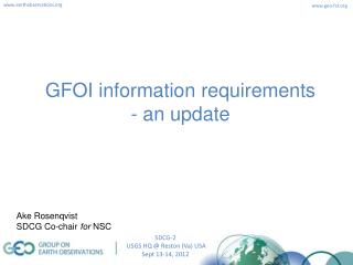 GFOI information requirements - an update