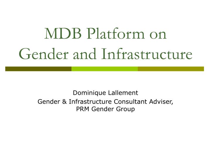 mdb platform on gender and infrastructure