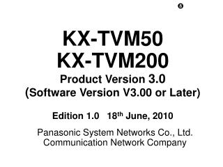 Panasonic System Networks Co., Ltd. Communication Network Company