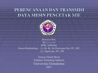 perencanaan dan transmisi daya mesin pencetak mie