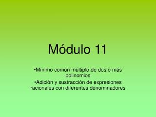 m dulo 11