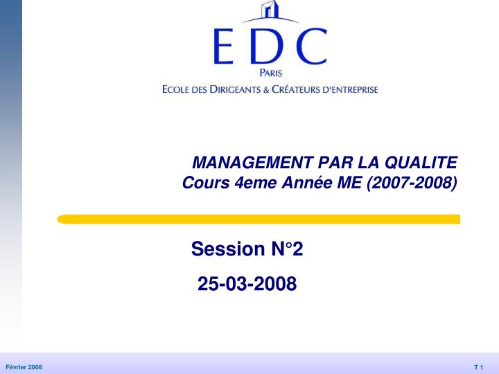 management par la qualite cours 4eme ann e me 2007 2008