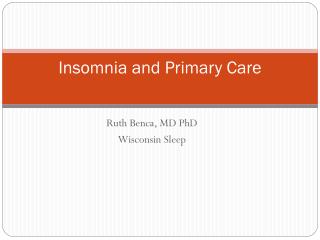 Insomnia and Primary Care