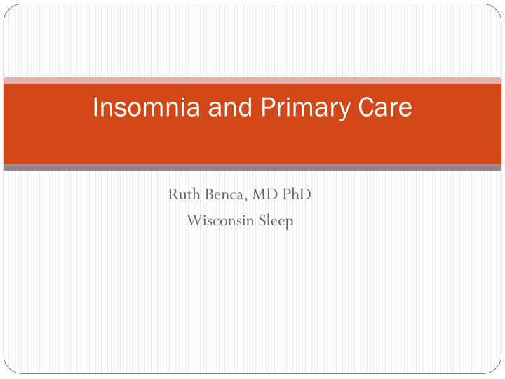 insomnia and primary care