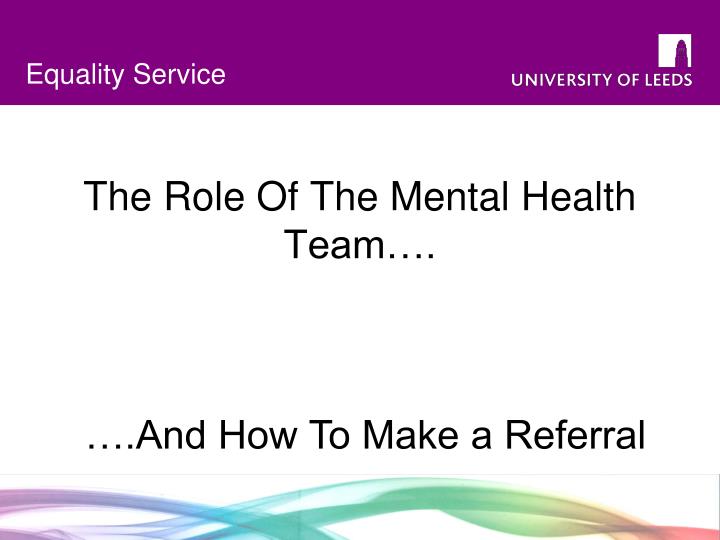the role of the mental health team