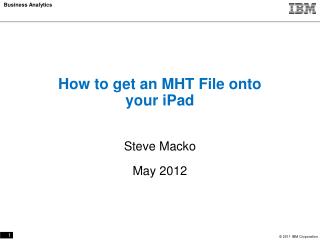 How to get an MHT File onto your iPad