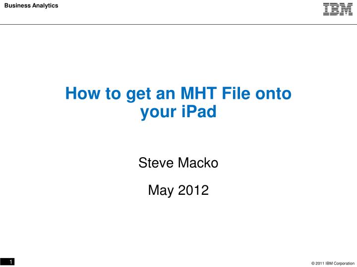 how to get an mht file onto your ipad