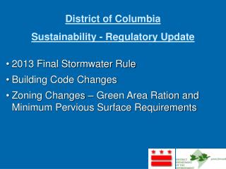 District of Columbia Sustainability - Regulatory Update