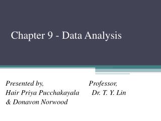 Chapter 9 - Data Analysis