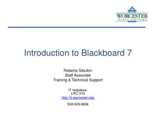 Introduction to Blackboard 7