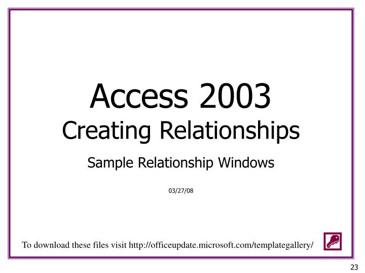 access 2003 creating relationships
