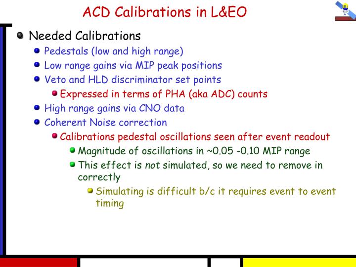 acd calibrations in l eo