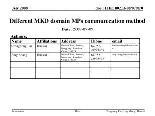 Different MKD domain MPs communication method