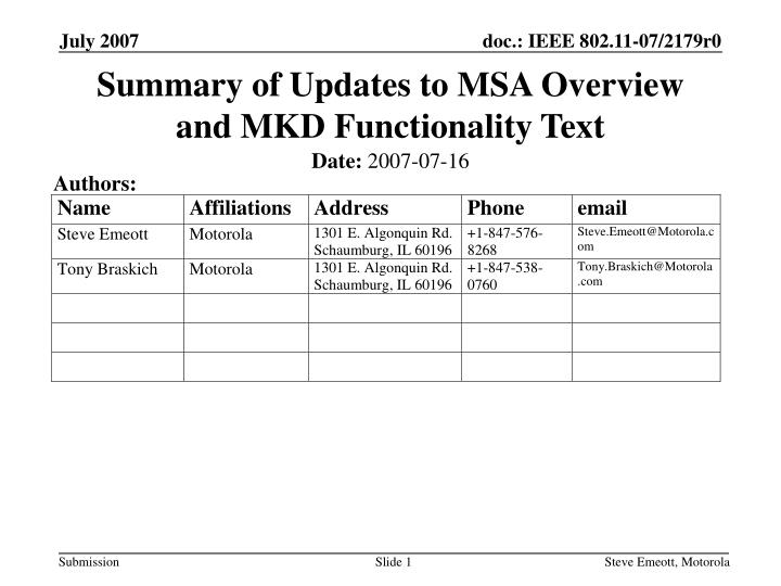 summary of updates to msa overview and mkd functionality text