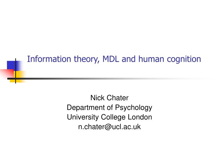 information theory mdl and human cognition