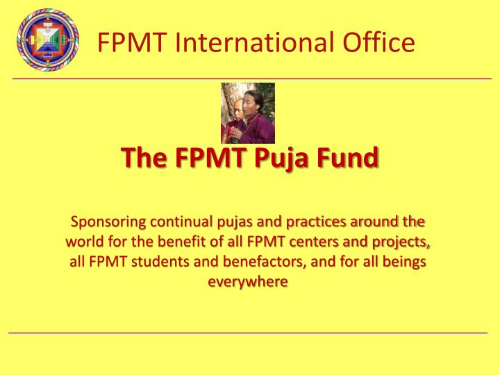 the fpmt puja fund