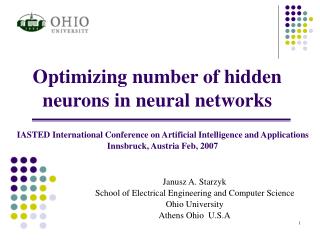 Optimizing number of hidden neurons in neural networks