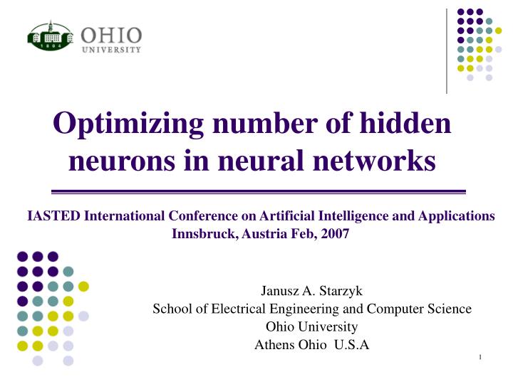 optimizing number of hidden neurons in neural networks