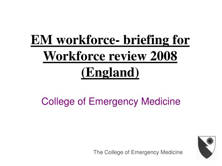 em workforce briefing for workforce review 2008 england