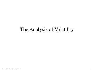 The Analysis of Volatility