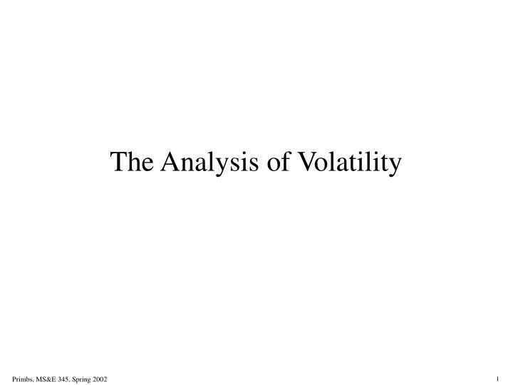 the analysis of volatility