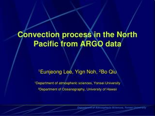Convection process in the North Pacific from ARGO data