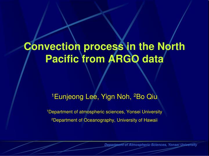 convection process in the north pacific from argo data