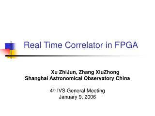 Real Time Correlator in FPGA