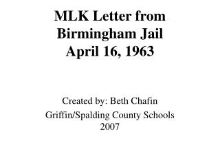MLK Letter from Birmingham Jail April 16, 1963