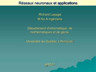 r seaux neuronaux et applications
