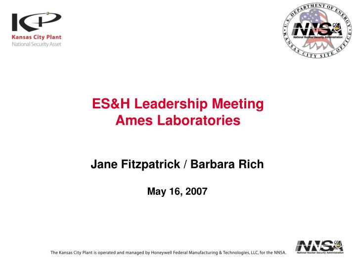 es h leadership meeting ames laboratories