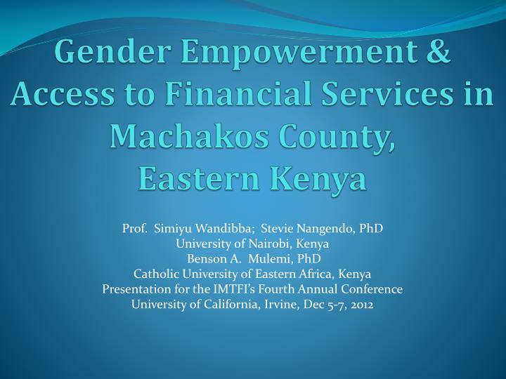 gender empowerment access to financial services in machakos county eastern kenya