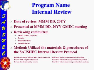 Program Name Internal Review
